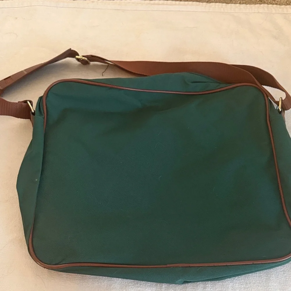 Ralph Lauren Forest Green and Chestnut Messenger Bag Clean Condition